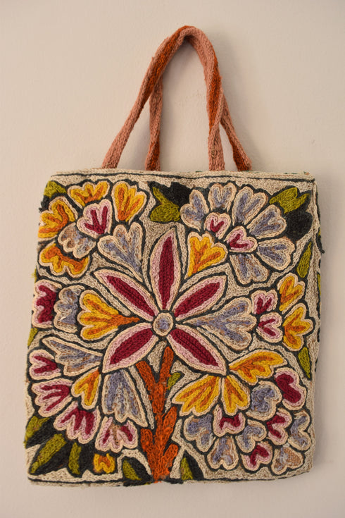 Embroidered Floral Tote